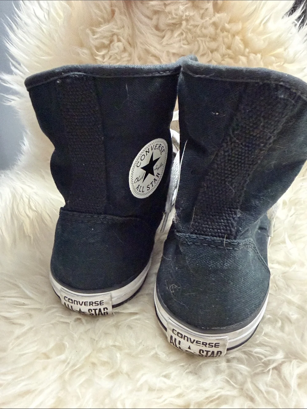Converse Black High Top Sneakers Buffalo Print lining EUC - Picture 9 of 11